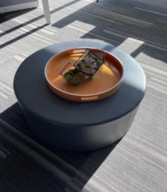 Round Leather Ottoman