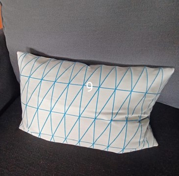 Pillow, white/blue pattern